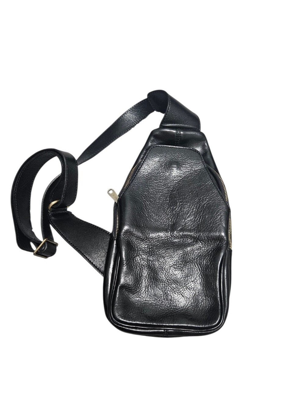 Made in Italy Black Leather Crossbody Sling Bag